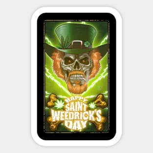 Happy Weedrick's Day, Saint Patrick Skull, saint patrick's day, weed Sticker